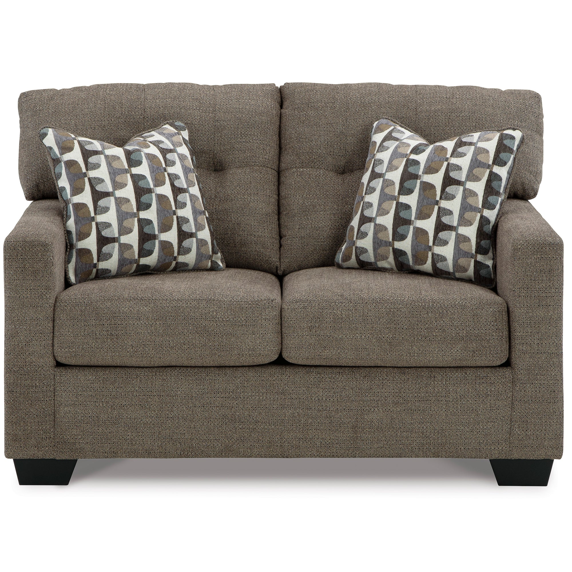 Cozy Mahoney Loveseat in rich chocolate color, ideal for intimate seating arrangements