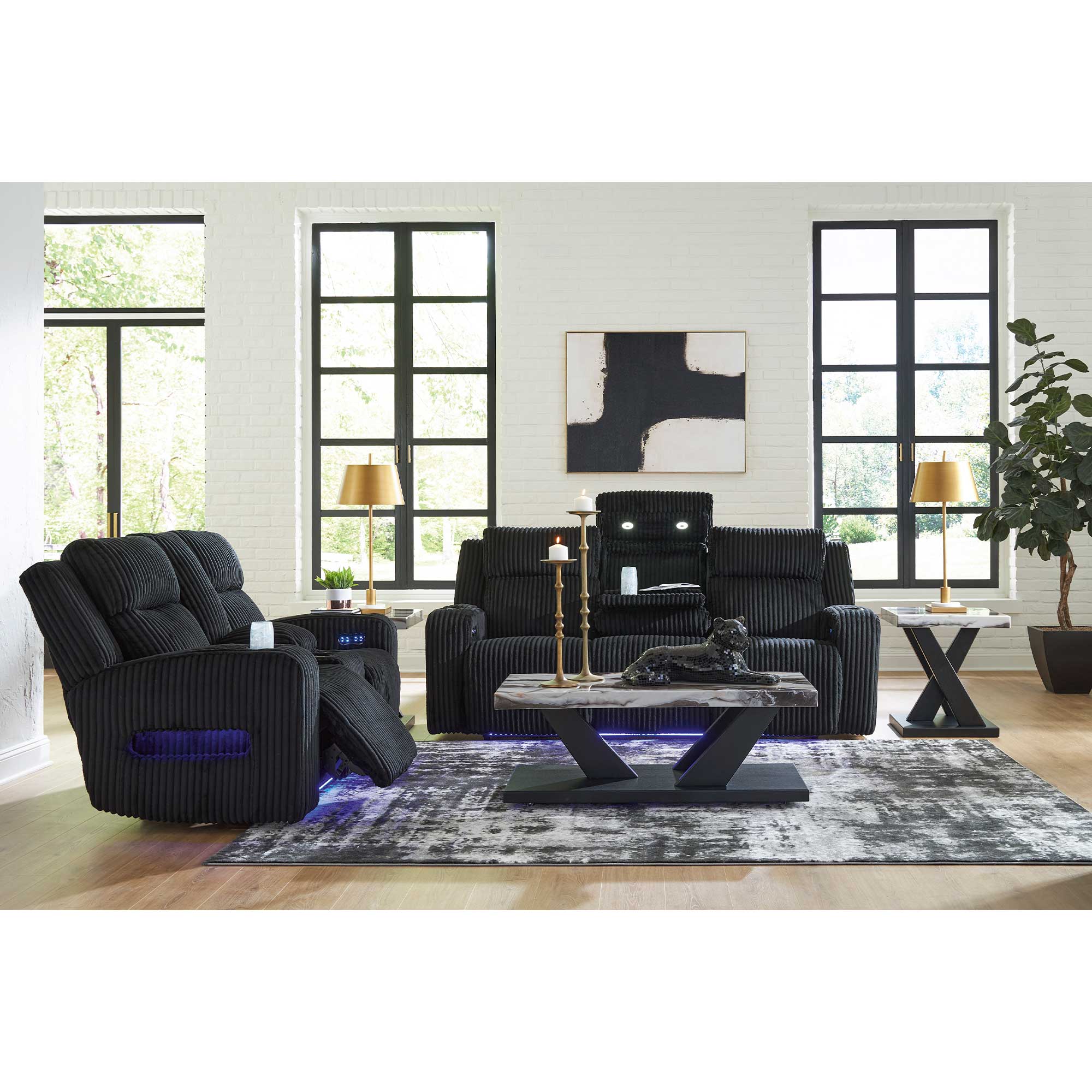 Forest Lake Dual Power Reclining Sofa and Loveseat