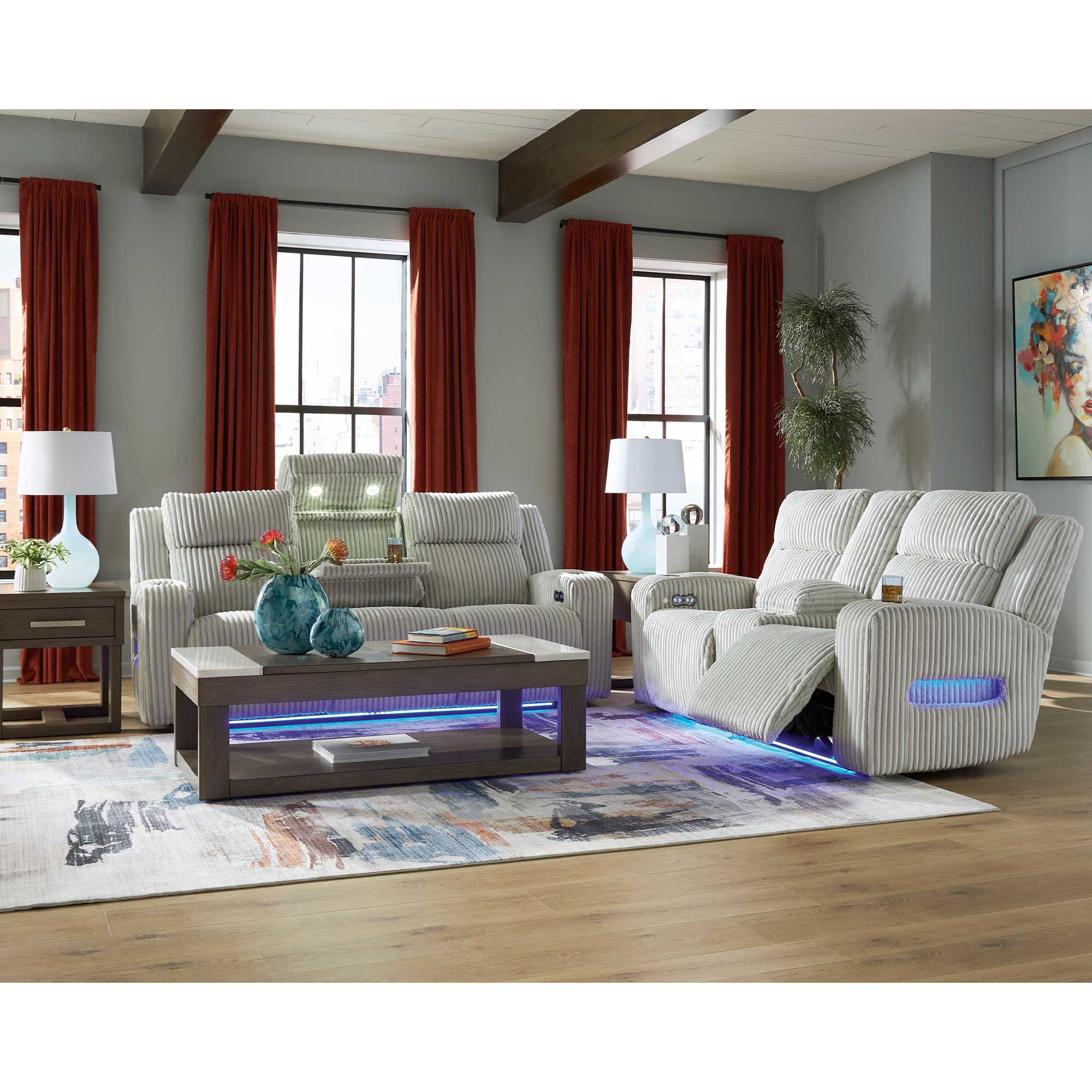 Forest Lake Dual Power Reclining Sofa and Loveseat