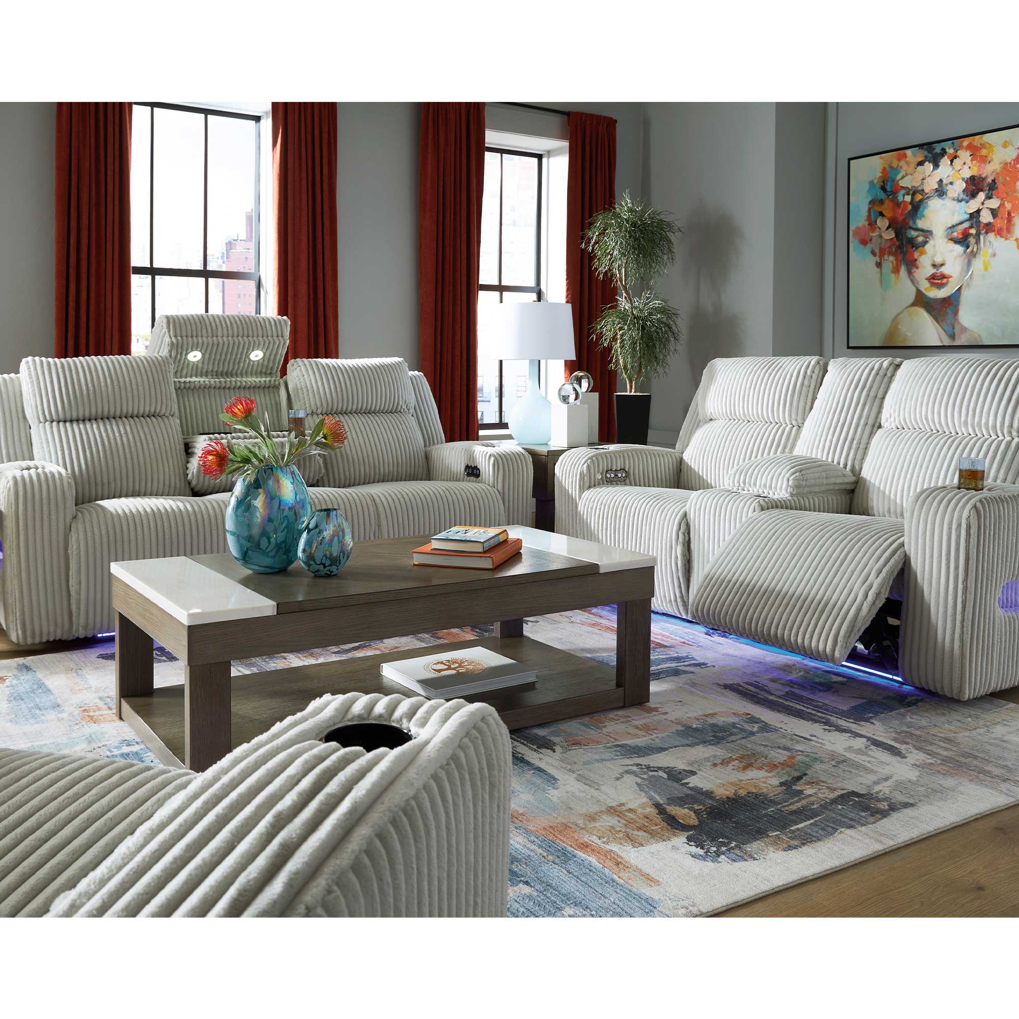 Forest Lake Dual Power Reclining Loveseat with Console