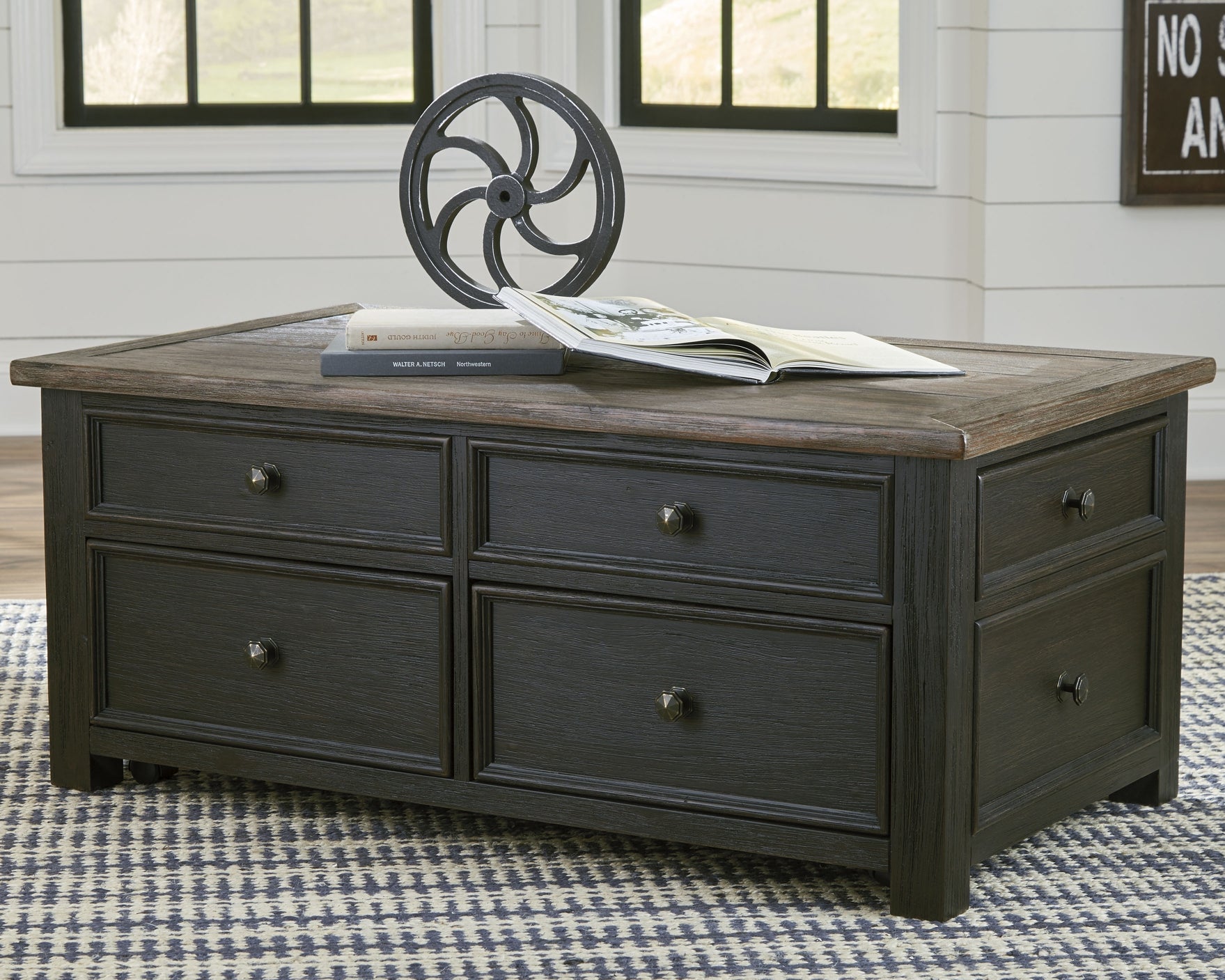 Tyler Creek Lift Top Coffee Table - Grayish Brown/Black