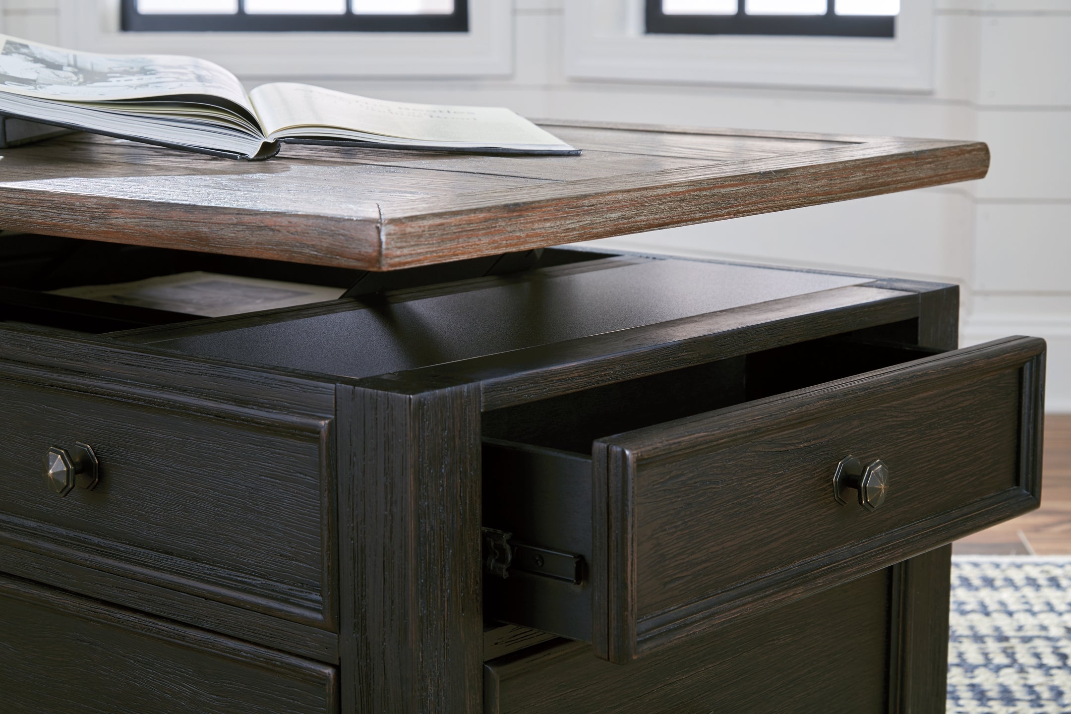 Tyler Creek Lift Top Coffee Table - Grayish Brown/Black