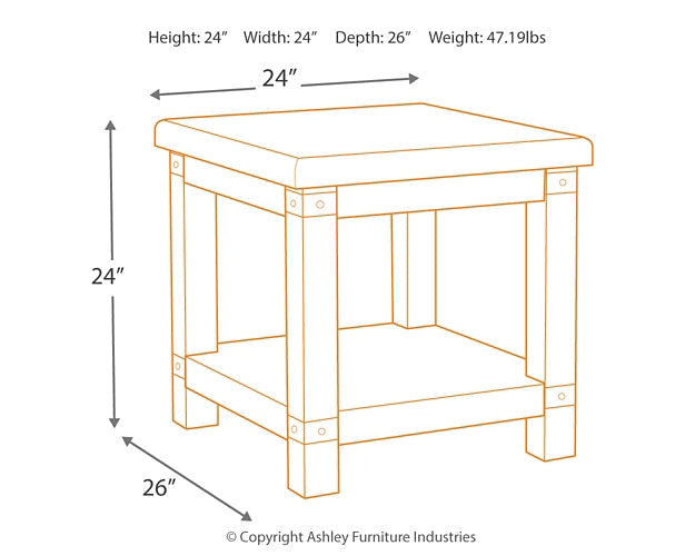 Carynhurst End Table - White Wash Gray