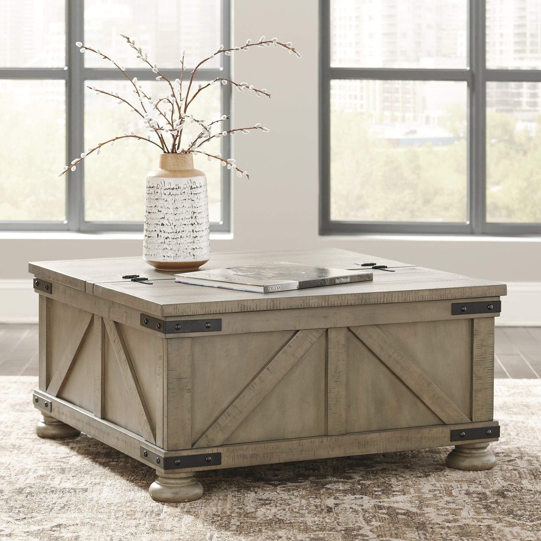 Aldwin Coffee Table with Storage - Gray