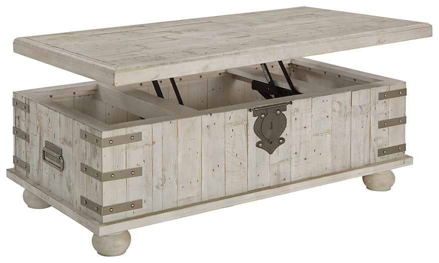 Carynhurst Lift Top Coffee Table - White Wash Gray