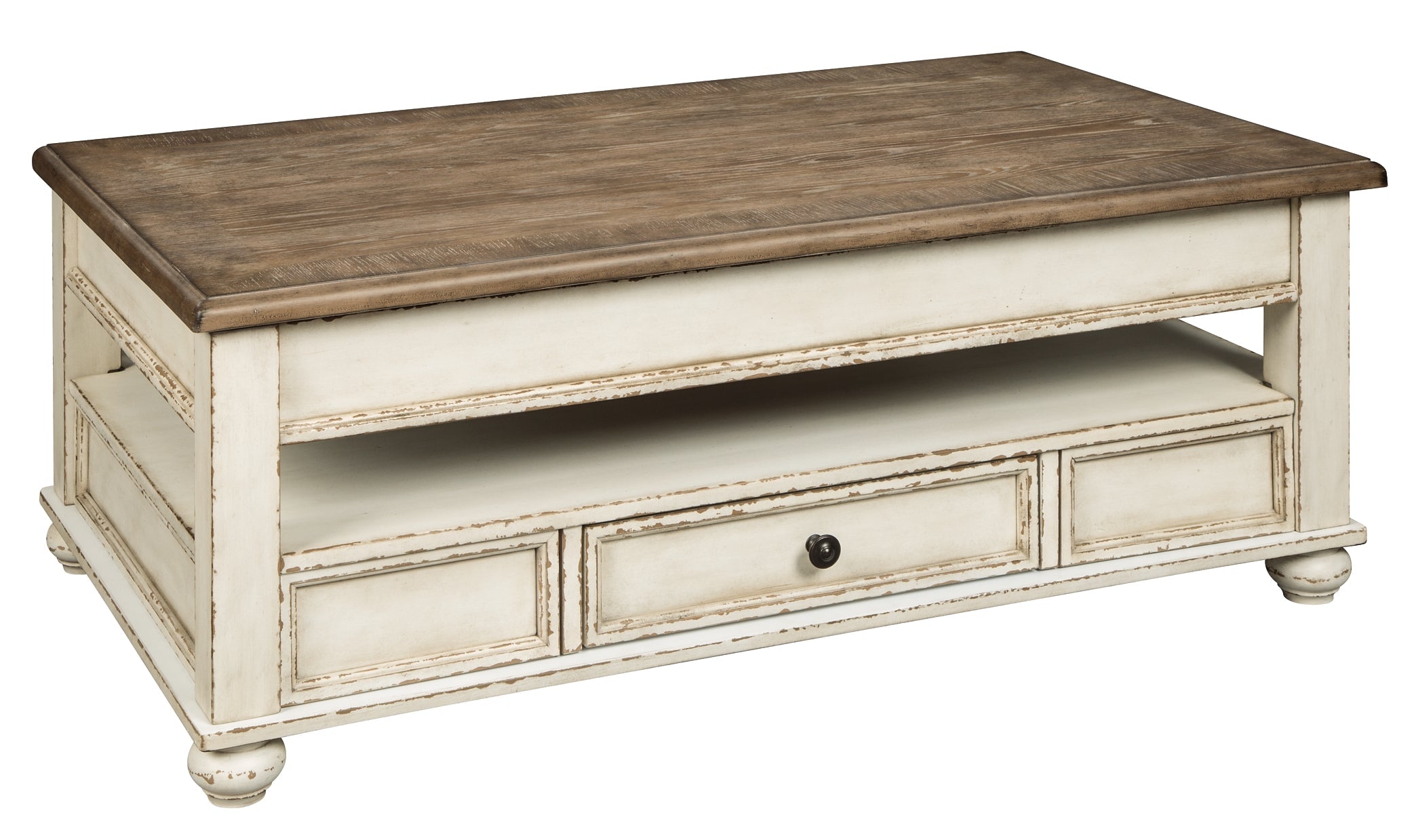 Realyn Lift Top Coffee Table - White/Brown