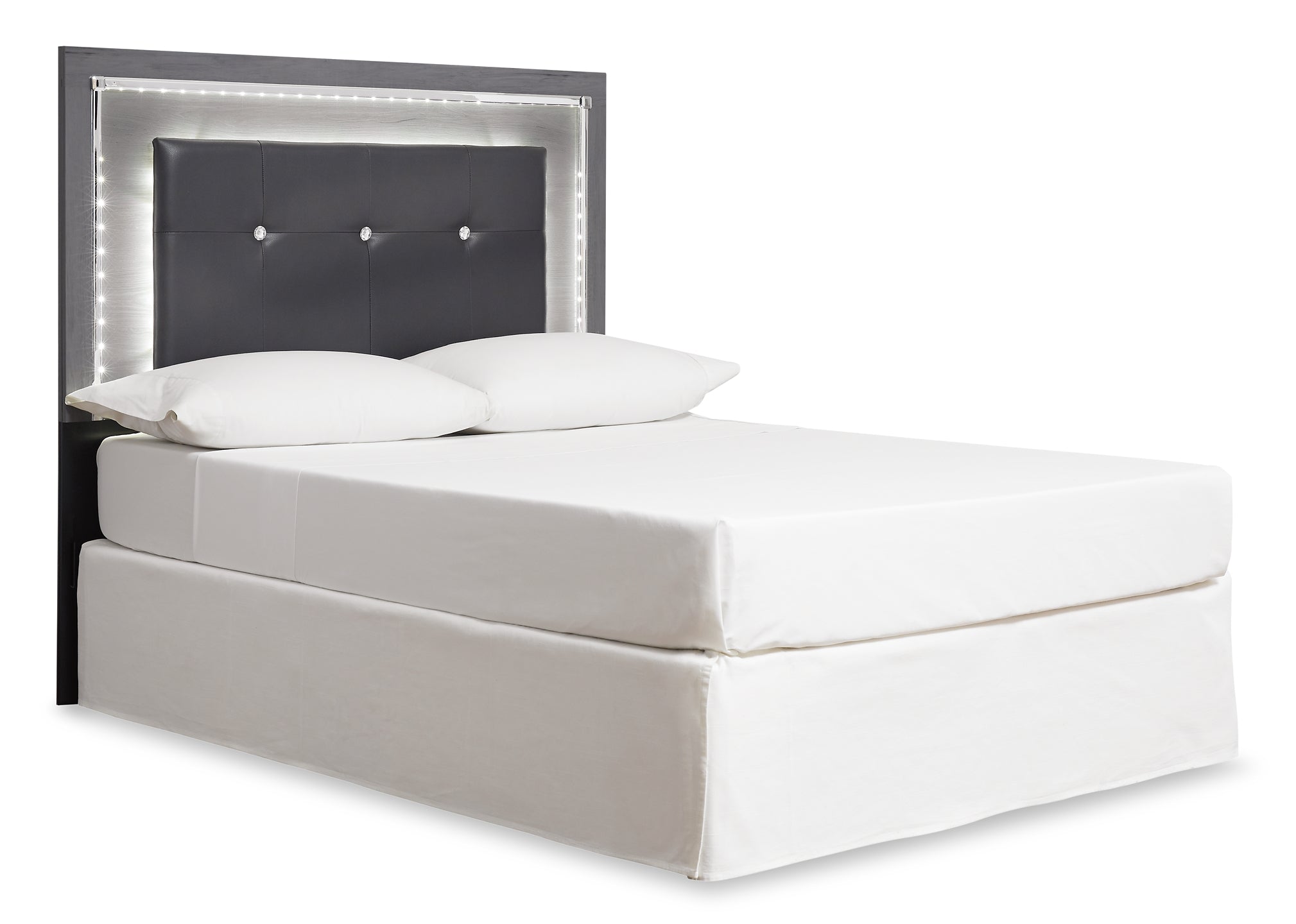 Lodanna Queen/Full Upholstered Panel Headboard Bed with Mirrored Dresser and Chest