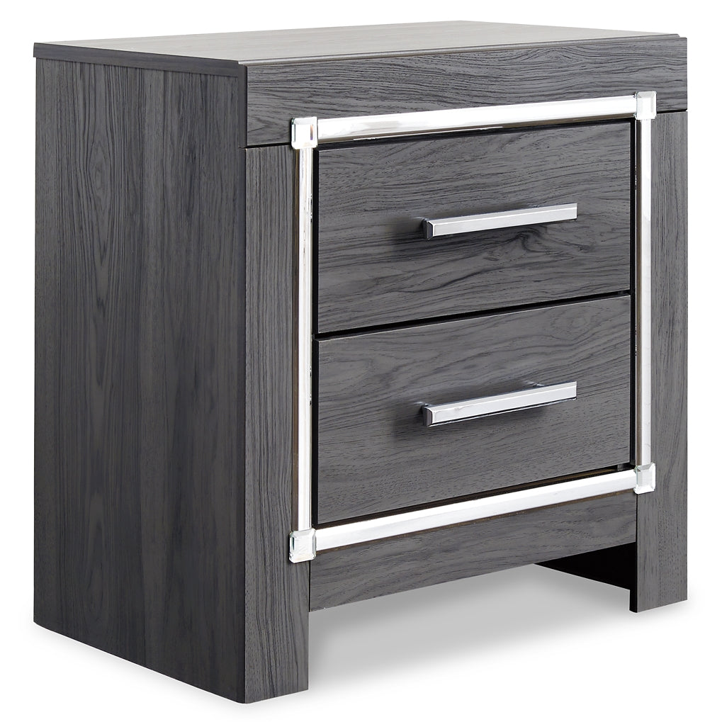 Lodanna King/California King Upholstered Panel Headboard Bed with Mirrored Dresser, Chest and Nightstand