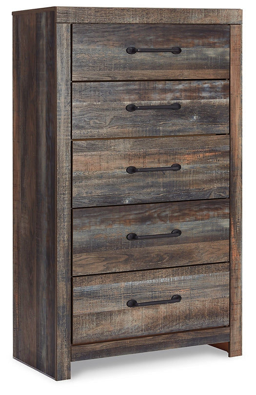 Drystan Full Bookcase Headboard Bed with Mirrored Dresser and Chest
