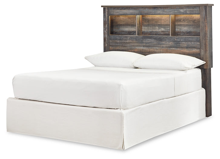 Drystan Full Bookcase Headboard Bed with Mirrored Dresser and Chest