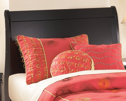 Huey Vineyard Twin Sleigh Headboard Bed with Mirrored Dresser, Chest and Nightstand