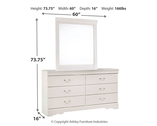 Anarasia Queen Sleigh Headboard Bed with Mirrored Dresser