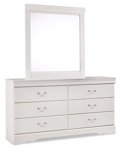 Anarasia Queen Sleigh Headboard Bed with Mirrored Dresser and Chest
