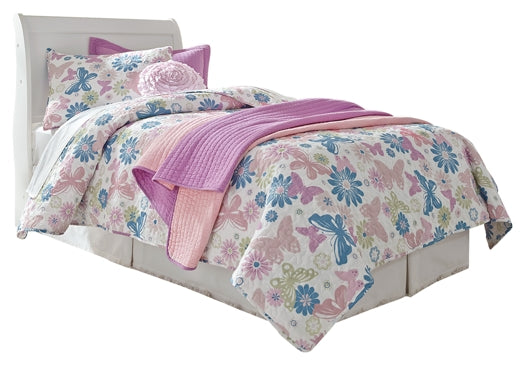 Anarasia Twin Sleigh Headboard Bed with Mirrored Dresser and Chest