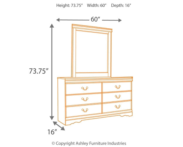 Huey Vineyard Full Sleigh Headboard Bed with Mirrored Dresser and Chest