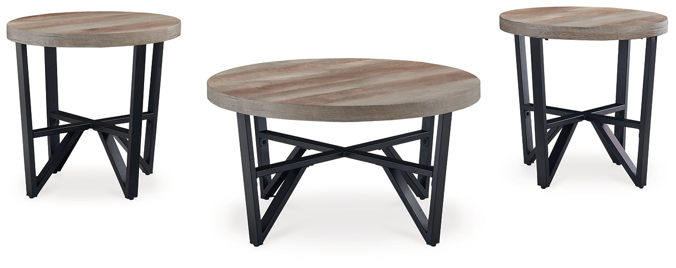 Deanlee 3-Piece Table Set - Grayish Brown/Black