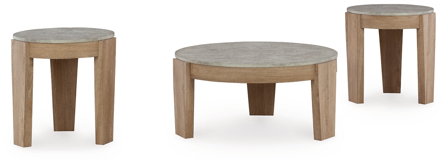 Guystone 3-Piece Table Set - Light Brown