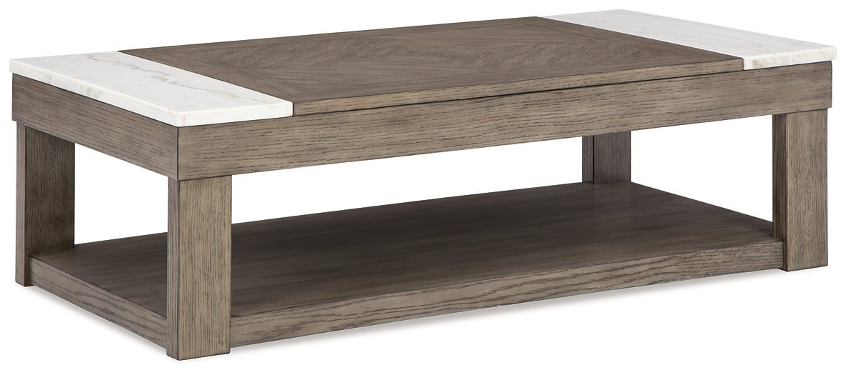 Loyaska Lift Top Coffee Table - Grayish Brown/White