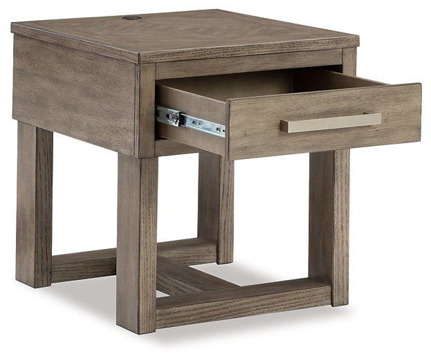 Loyaska End Table - Grayish Brown/White