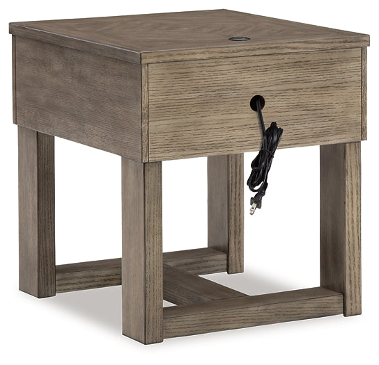 Loyaska End Table - Grayish Brown/White