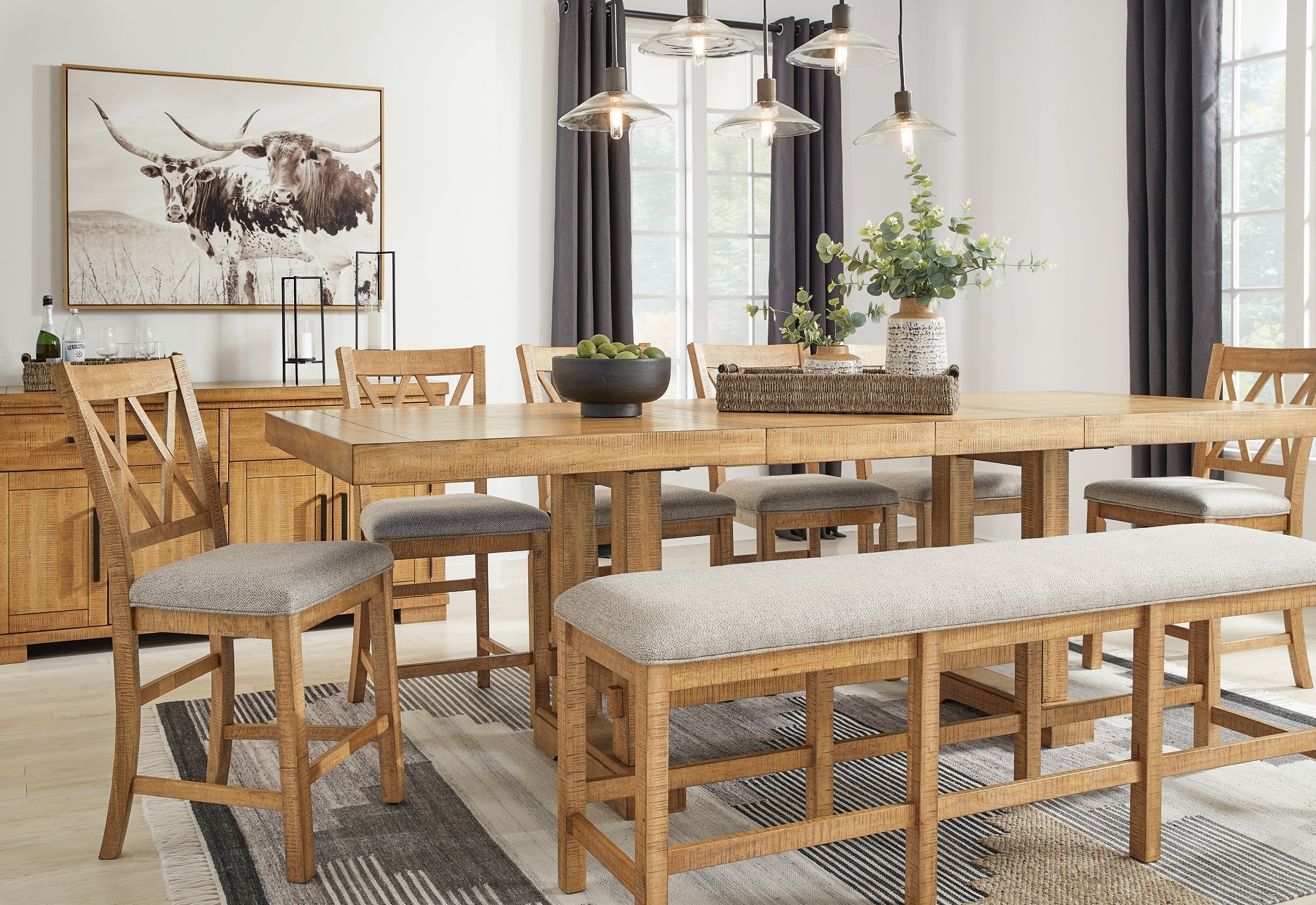 Havonplane XL Counter Upholstered Bench