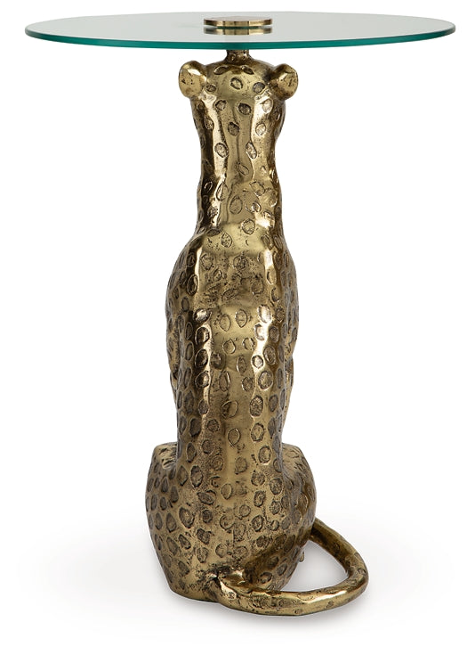 Vallain Accent Table - Antique Gold Finish