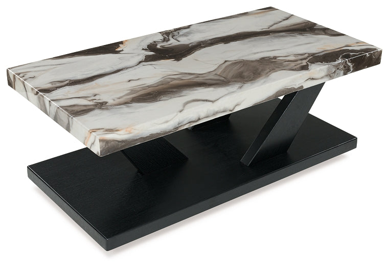 Cendill 3-Piece Table Set - Dark Brown/White/Black