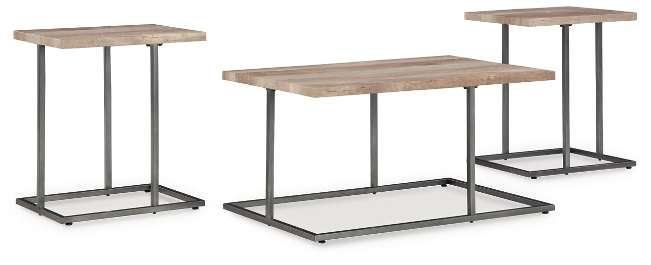 Albreane 3-Piece Table Set - Grayish Brown/Black
