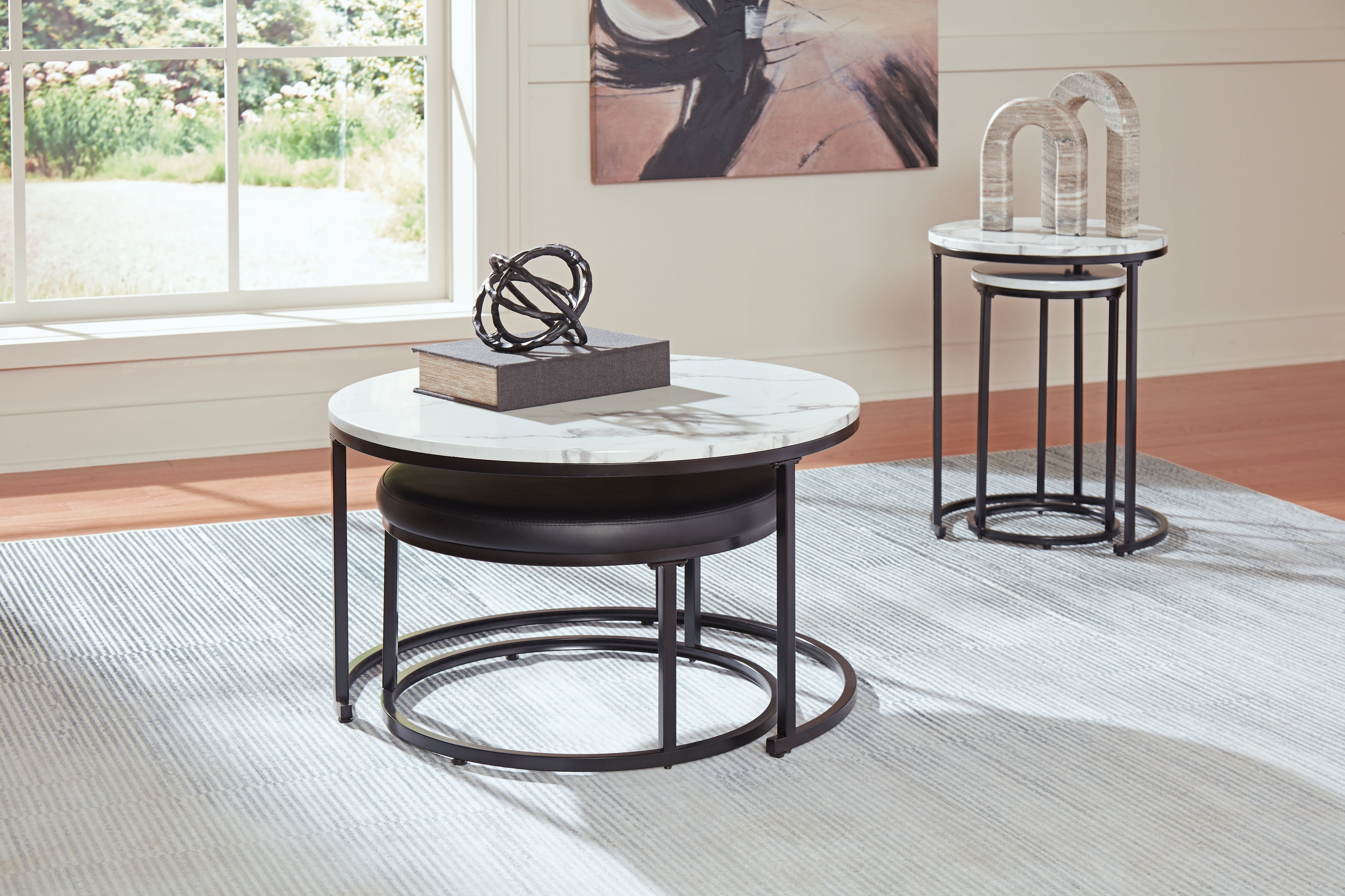 Jusmour Nesting Coffee Table (4-Piece) - Black/White