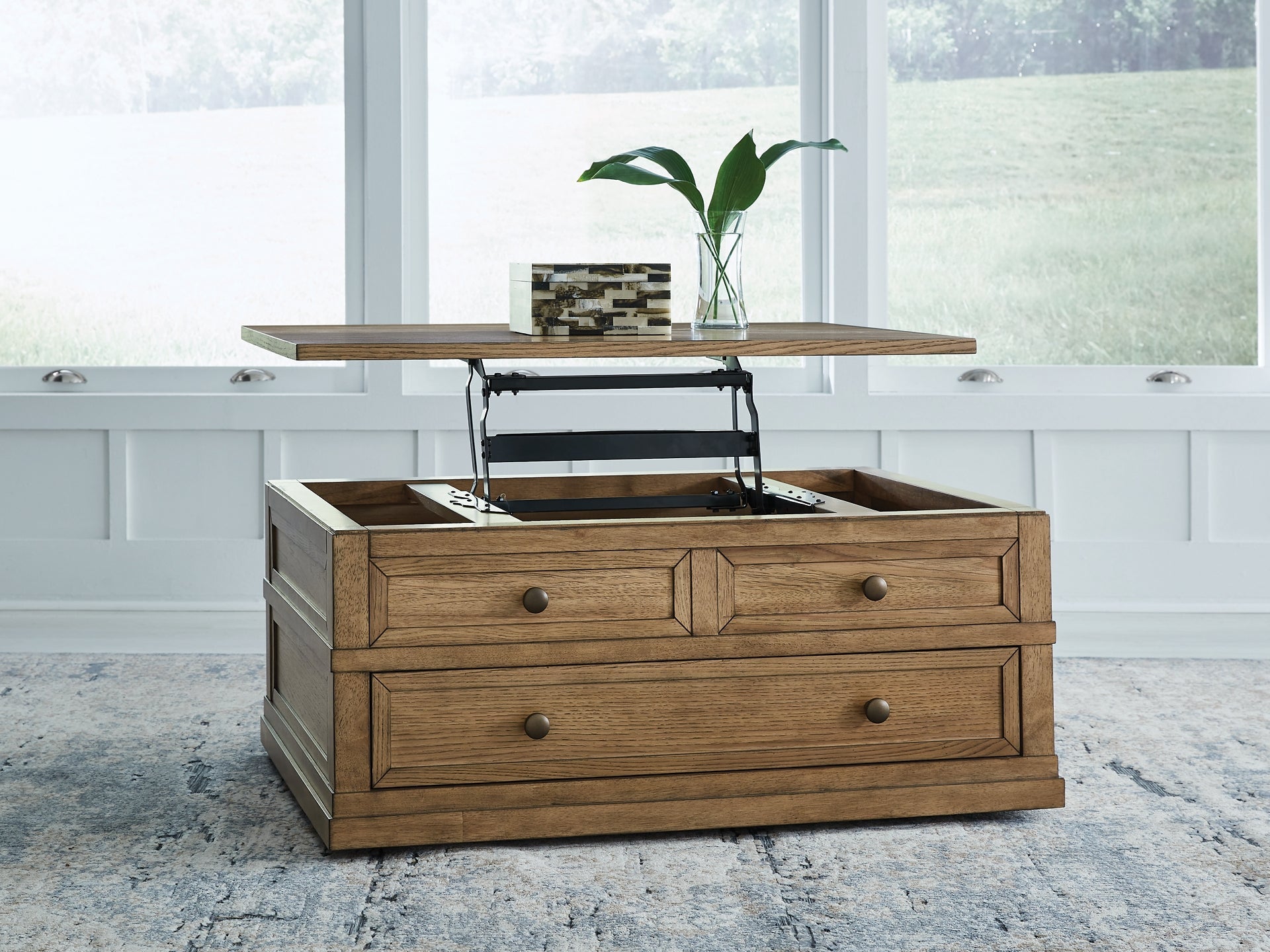 Sharlance Lift Top Coffee Table - Light Brown
