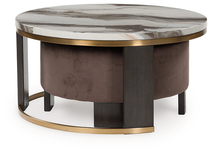Jazmore Nesting Coffee Tables (2-Piece) - Brown/Brass Finish