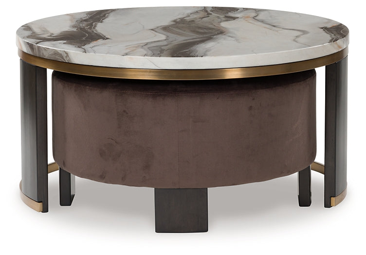 Jazmore Nesting Coffee Tables (2-Piece) - Brown/Brass Finish