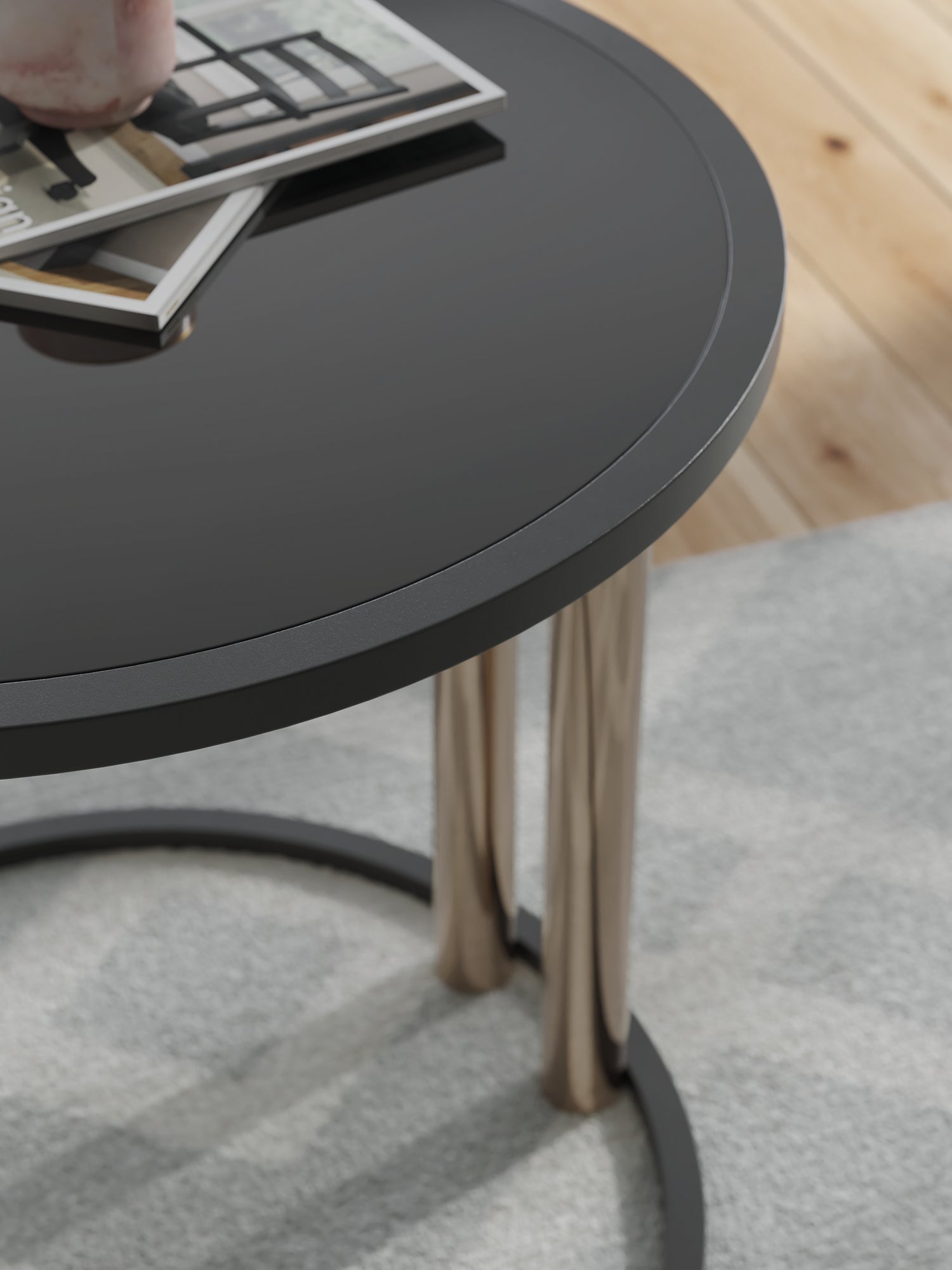 Hannerly 3-Piece Table Set - Black/Gold Finish
