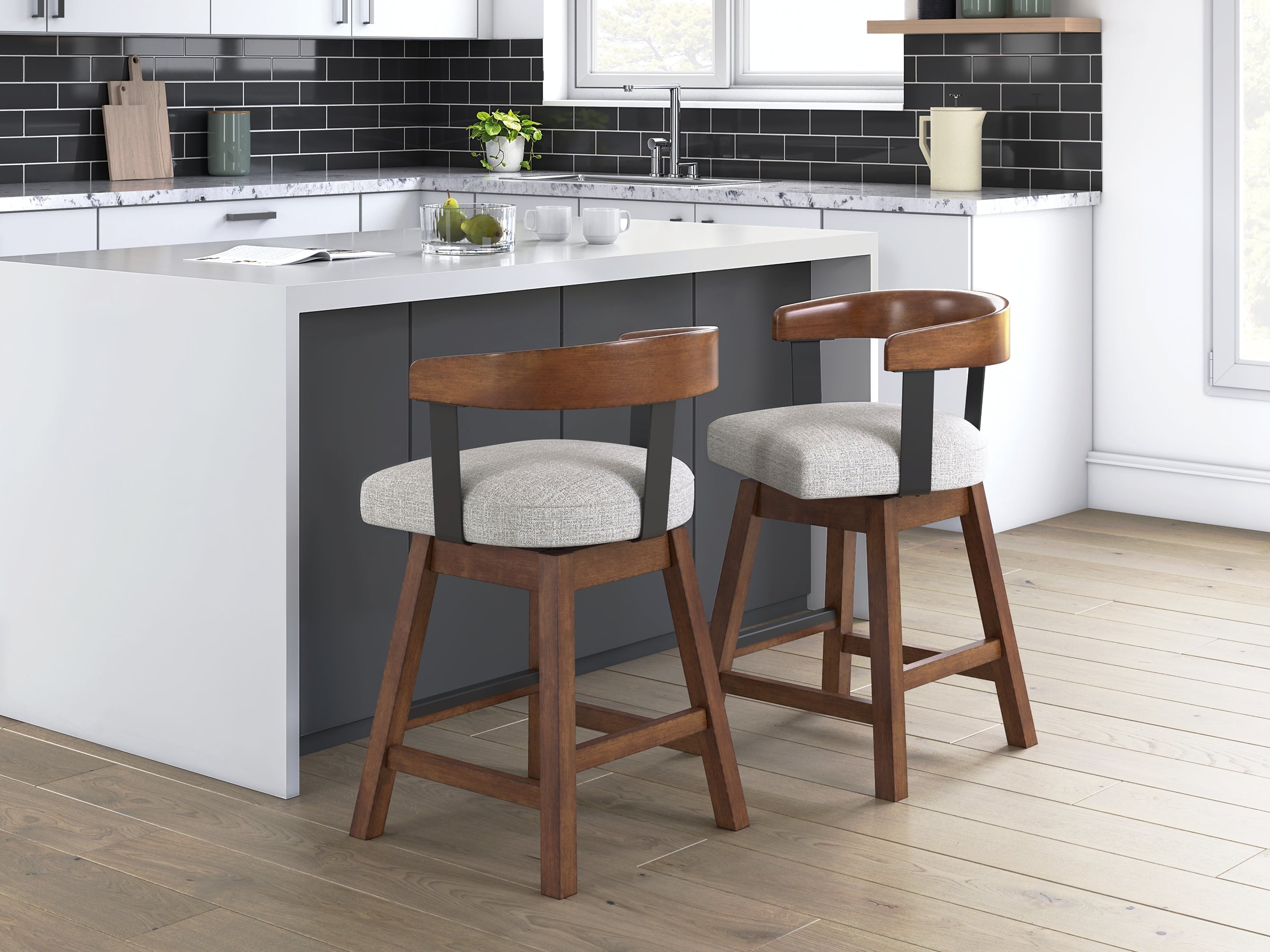 Ralene Upholstered Swivel Stool (Set of 2)