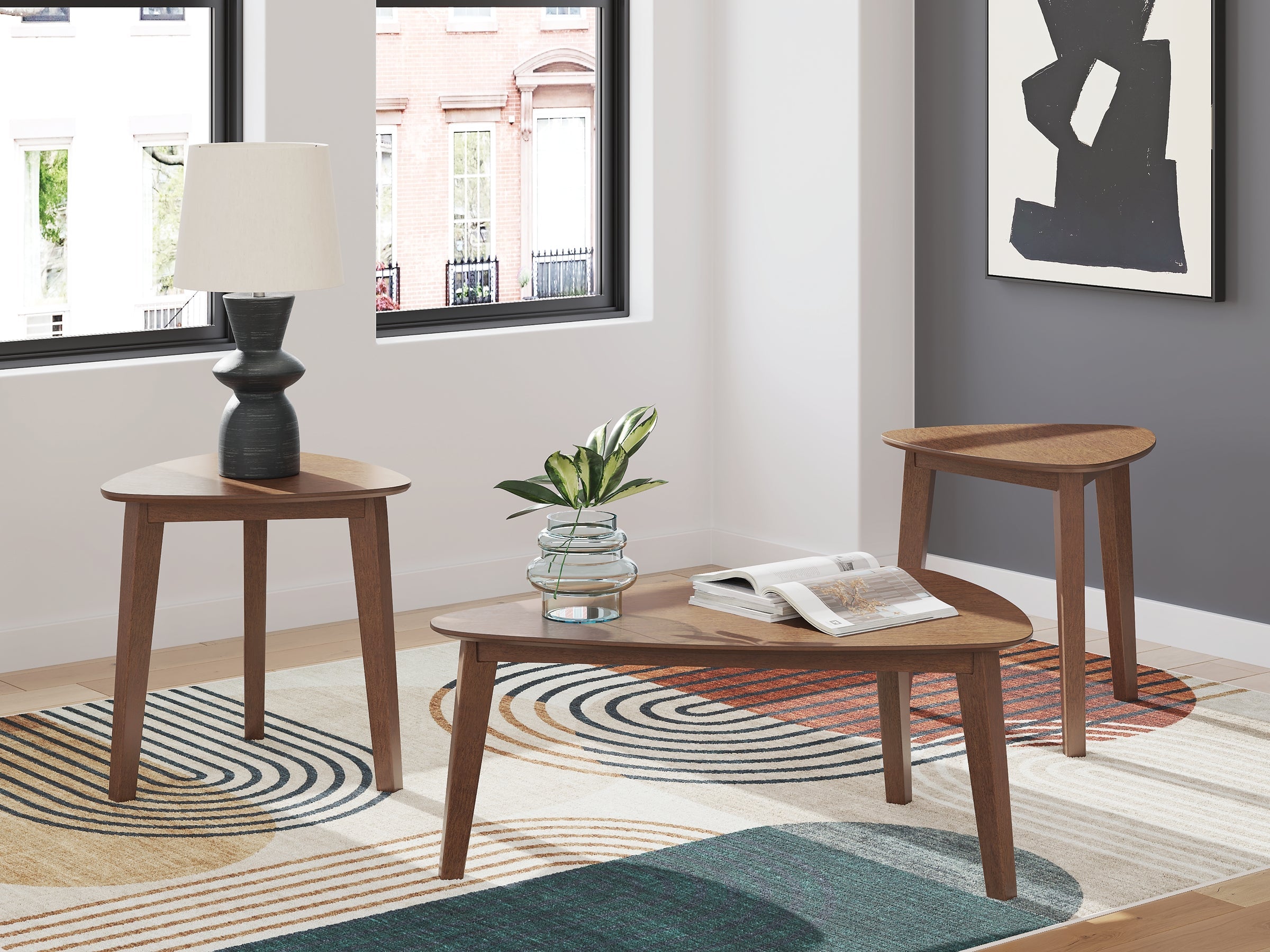 Lyncott 3-Piece Table Set - Brown