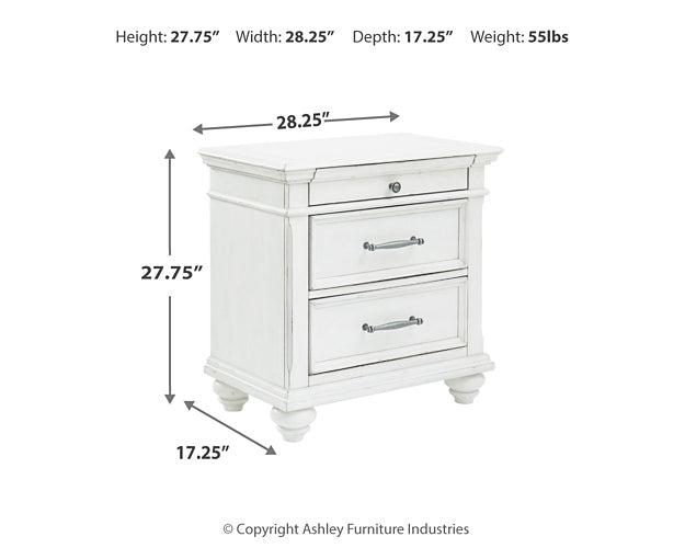 Kanwyn King Panel Bed with Storage with Mirrored Dresser, Chest and Nightstand