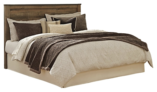 Trinell King/California King Panel Headboard Bed with Mirrored Dresser and Chest