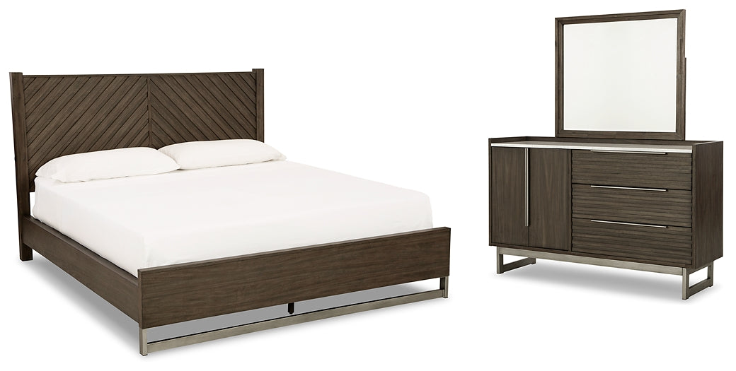 Arkenton Queen Panel Bed with Mirrored Dresser