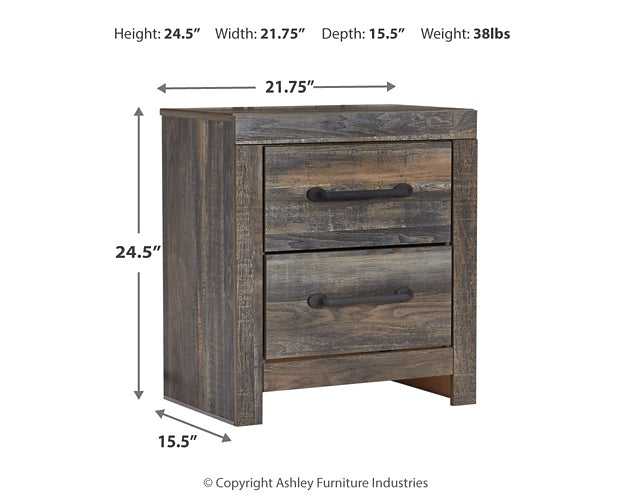 Drystan Queen Panel Bed with 2 Storage Drawers with Mirrored Dresser and Nightstand