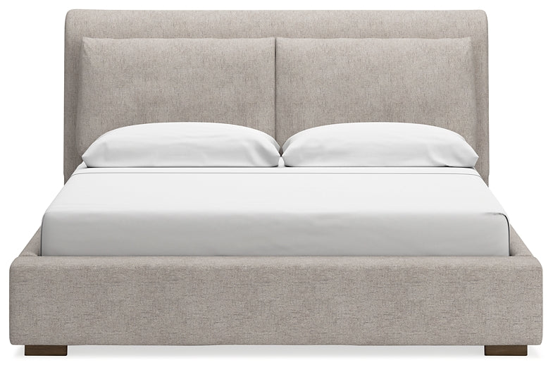 Cabalynn King Upholstered Bed with Mirrored Dresser