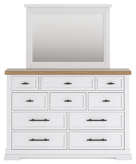 Ashbryn California King Panel Storage Bed with Mirrored Dresser and Nightstand