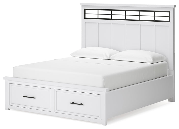 Ashbryn California King Panel Storage Bed with Mirrored Dresser and Nightstand