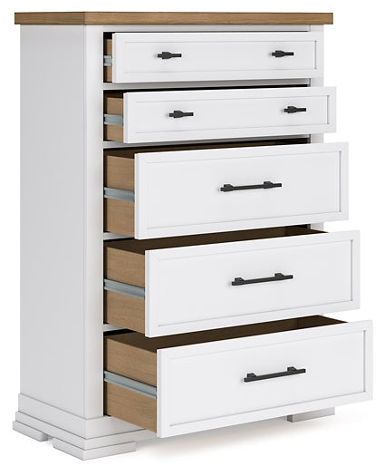 Ashbryn California King Panel Storage Bed with Mirrored Dresser and Chest