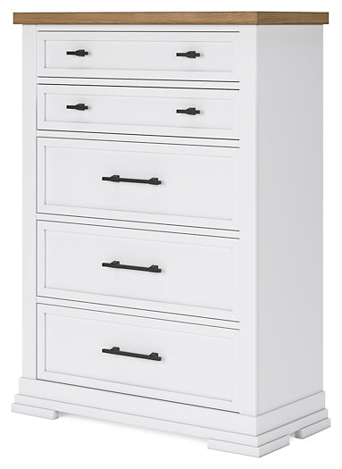 Ashbryn California King Panel Storage Bed with Mirrored Dresser and Chest