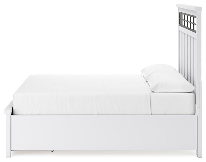 Ashbryn California King Panel Storage Bed with Mirrored Dresser and Chest