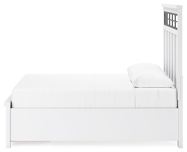 Ashbryn Queen Panel Storage Bed with Mirrored Dresser