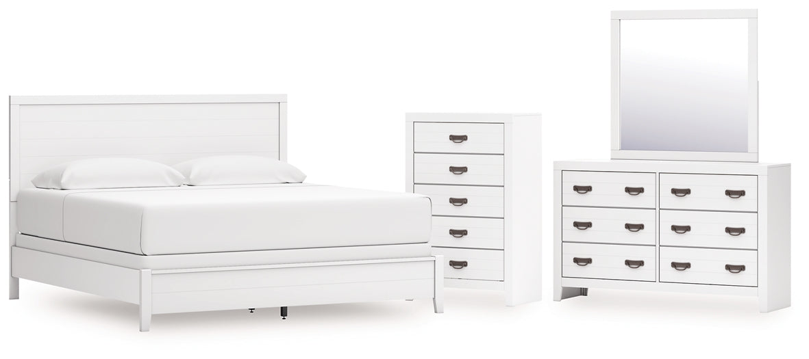 Binterglen King Panel Bed with Mirrored Dresser and Chest