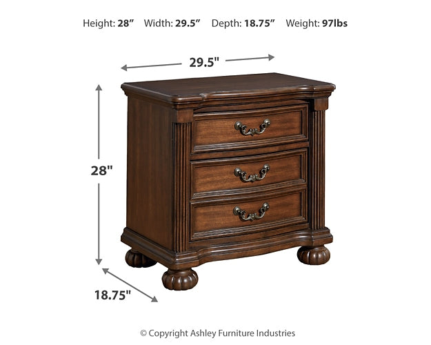 Lavinton King Poster Bed with Mirrored Dresser, Chest and Nightstand