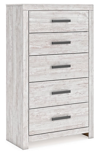 Cayboni Full Panel Bed with Mirrored Dresser and Chest