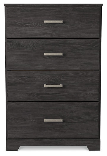 Belachime Full Panel Bed with Mirrored Dresser and Chest